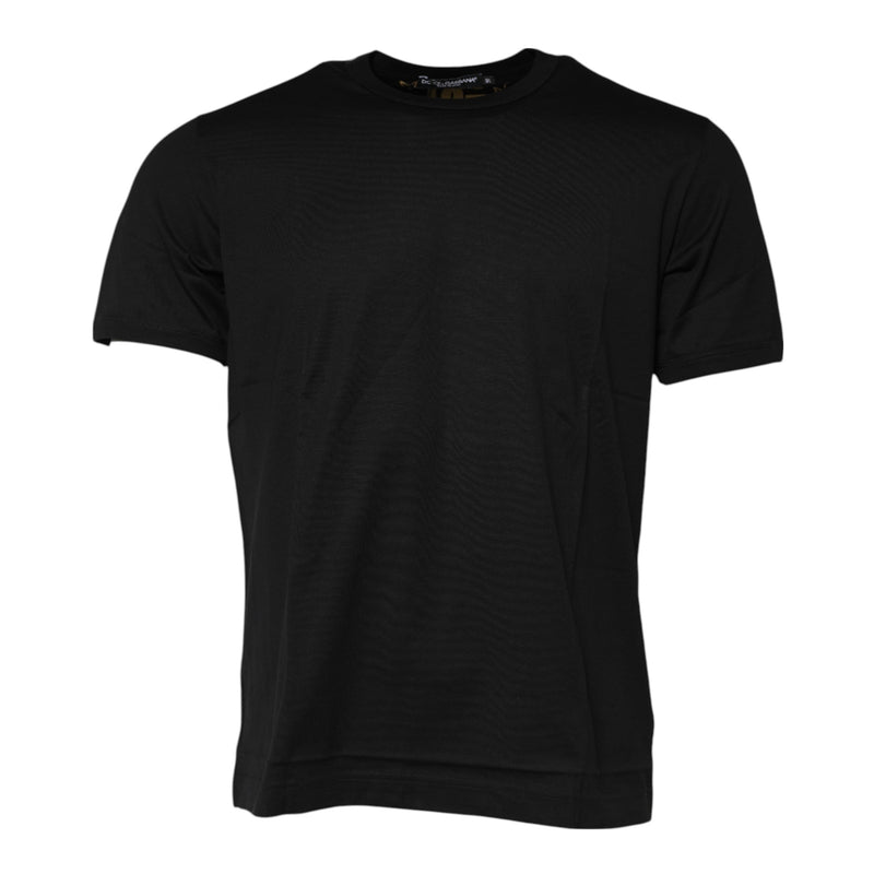 Black Cotton Logo Print Crew Neck T-shirt Dolce & Gabbana