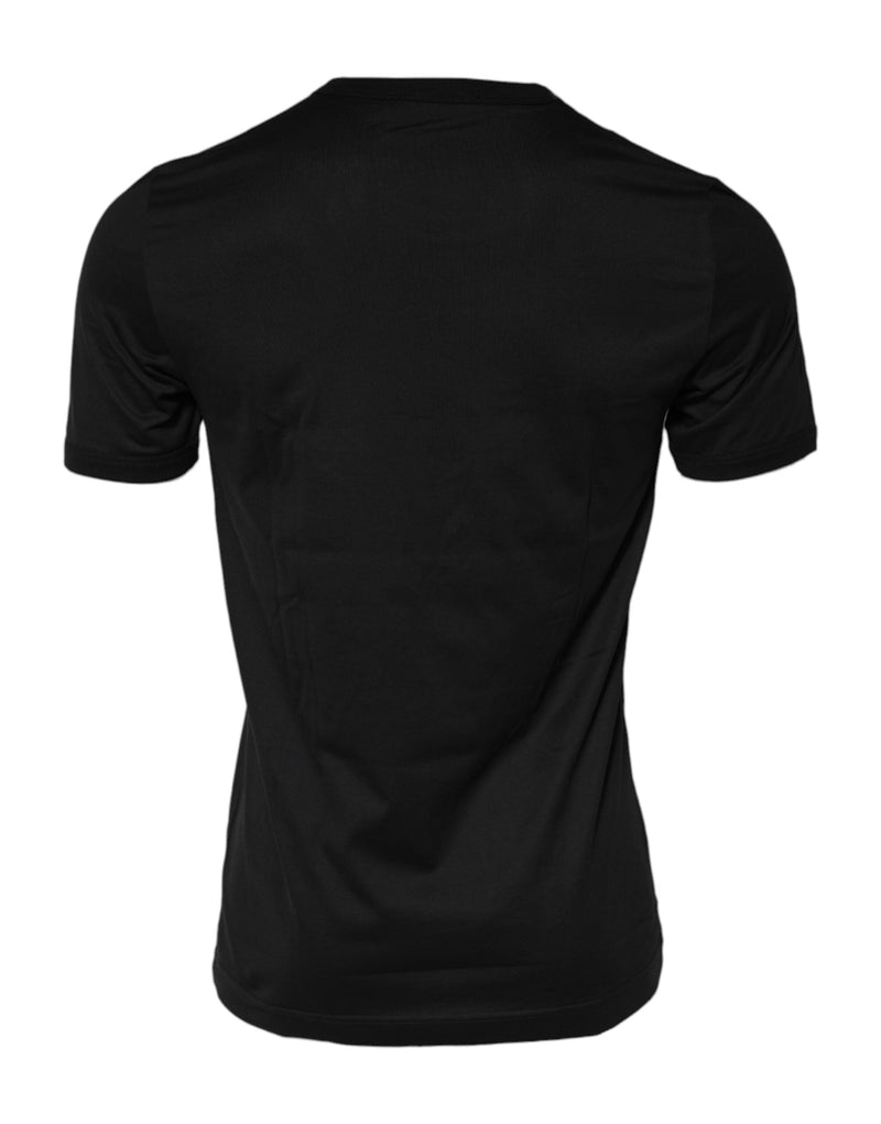 Black Sacred Heart Cotton Crew Neck T-shirt Dolce & Gabbana