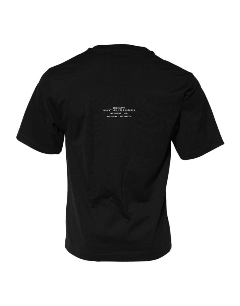 Black DG Vib3 Print Cotton Crew Neck T-shirt Dolce & Gabbana