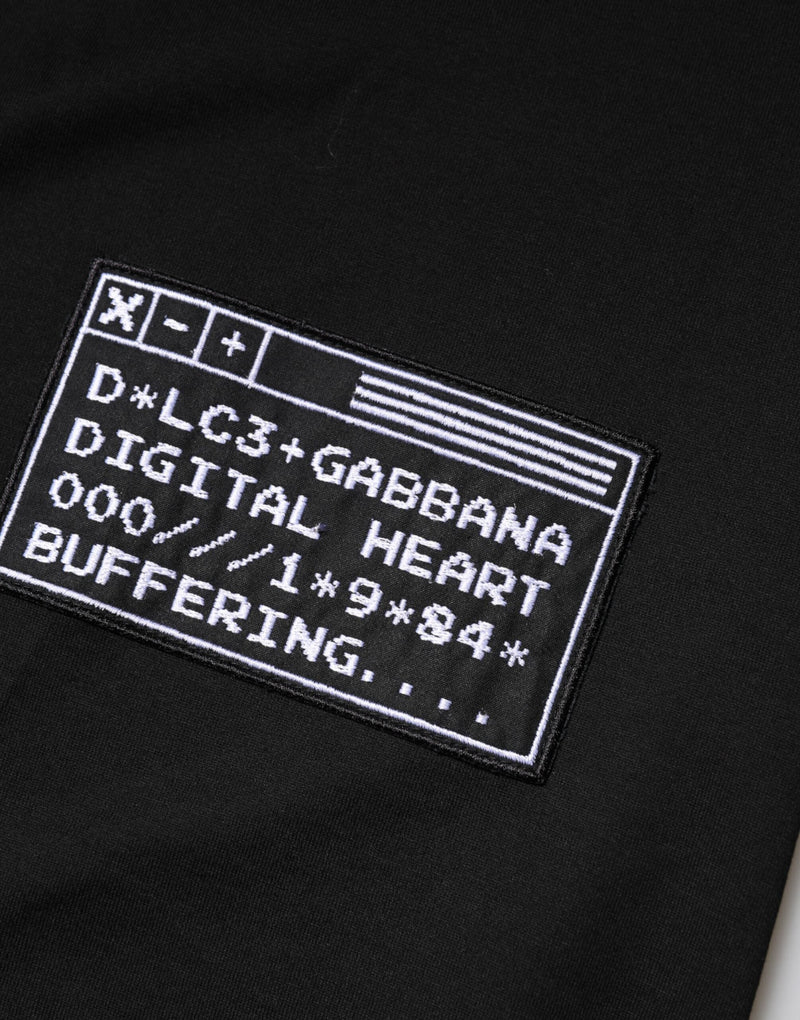 Black Logo Patch Cotton Crew Neck T-shirt Dolce & Gabbana