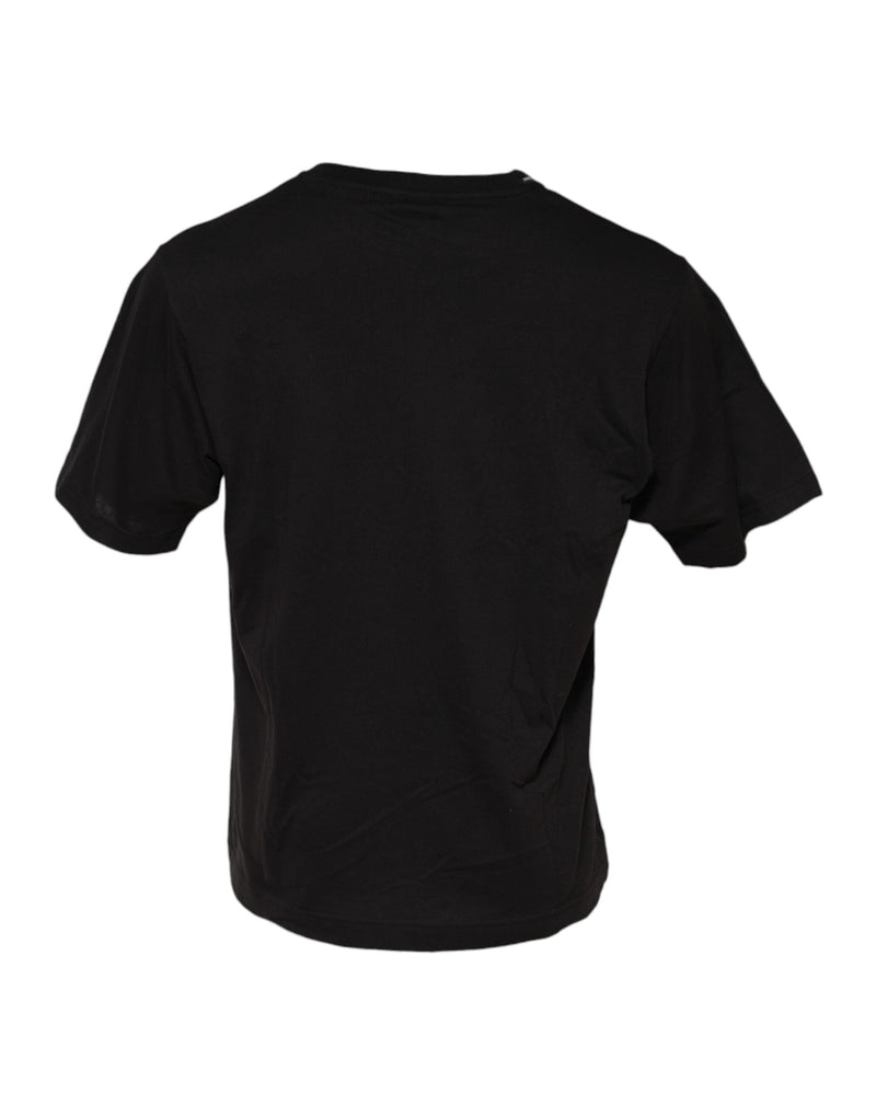 Black Minimalist Cotton Crew Neck T-shirt Dolce & Gabbana