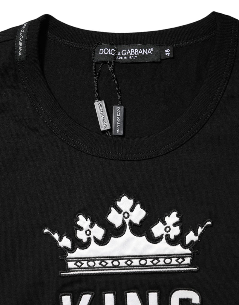 Black DG King Crown Cotton Crew Neck T-shirt Dolce & Gabbana