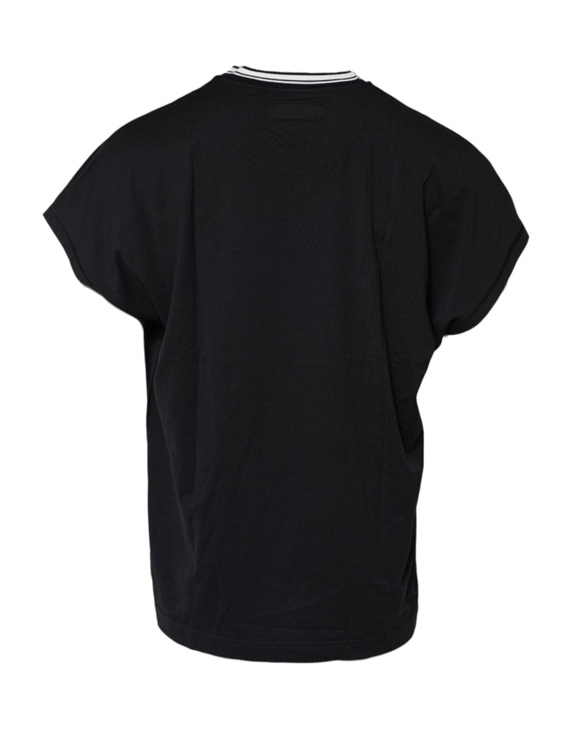 Dark Blue Venezia Crown Cotton Crew Neck T-shirt Dolce & Gabbana