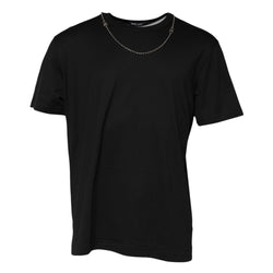Black Chain Necklace Cotton Crewneck T-shirt Dolce & Gabbana