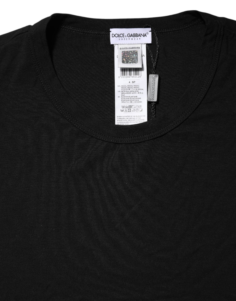 Black Modal Men Crew Neck Underwear T-shirt Dolce & Gabbana