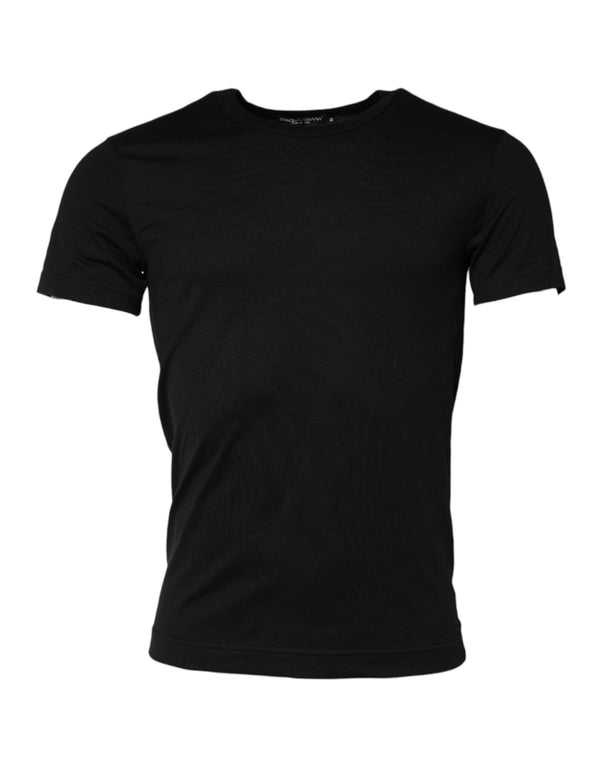 Black Cotton Crewneck Short Sleeves T-shirt Dolce & Gabbana
