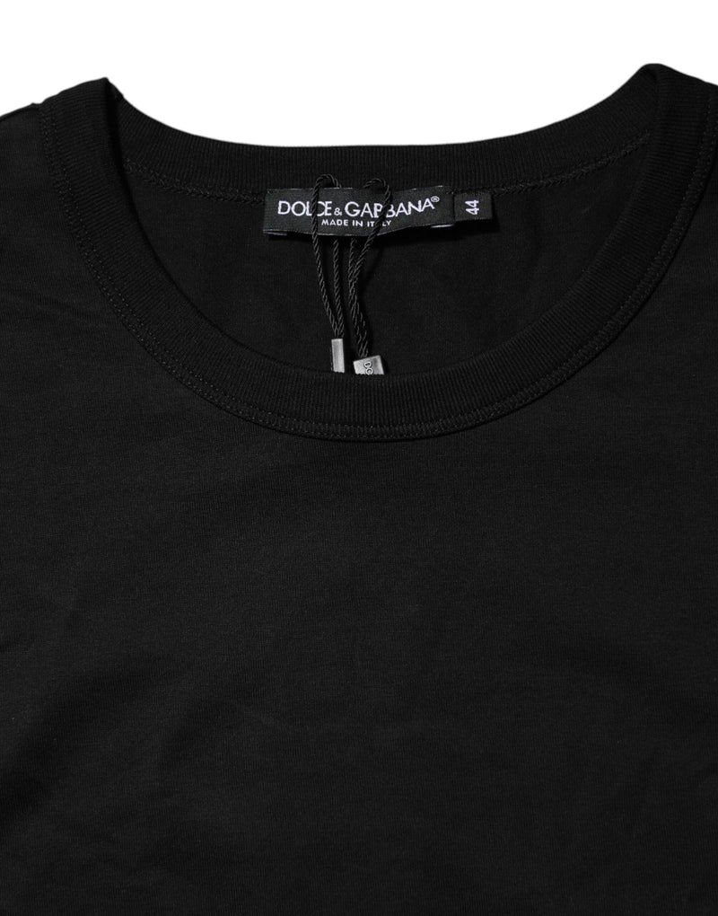 Black Cotton Crewneck Short Sleeves T-shirt Dolce & Gabbana