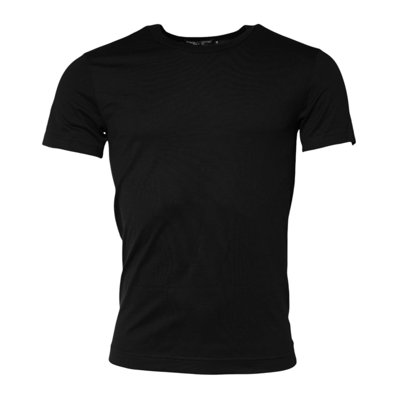 Black Cotton Crewneck Short Sleeves T-shirt Dolce & Gabbana