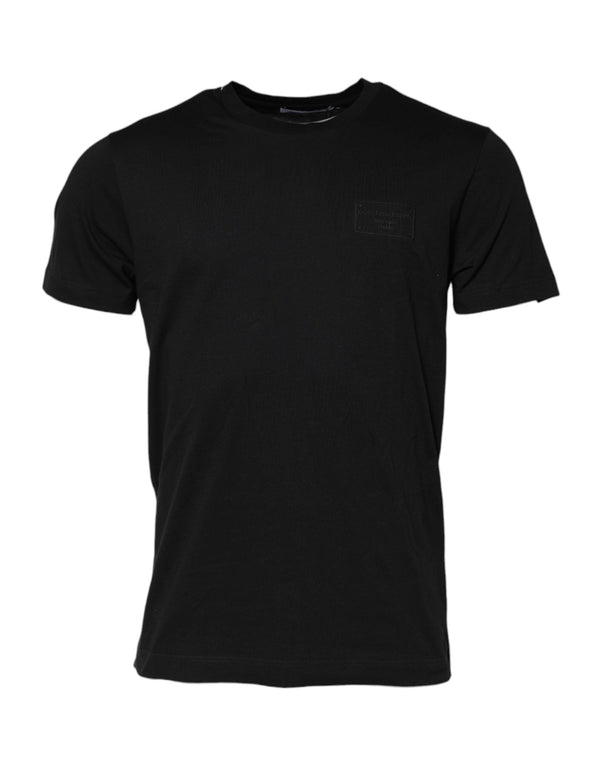 Black Logo Plaque Cotton Crew Neck T-shirt Dolce & Gabbana