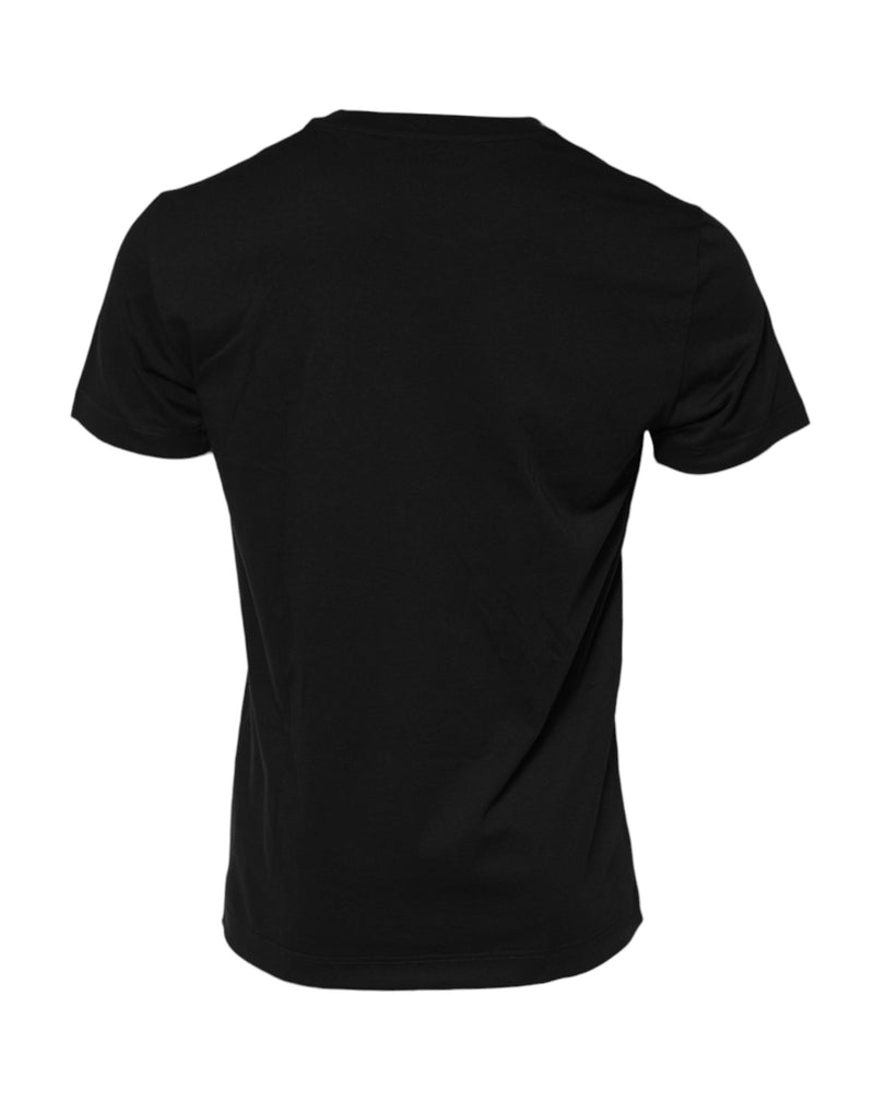 Black Logo Plaque Cotton Crew Neck T-shirt Dolce & Gabbana