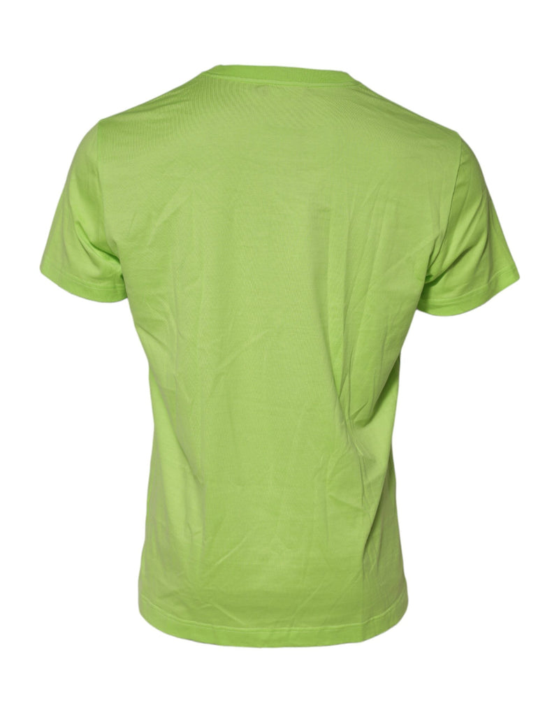 Green Embossed Logo Cotton Crew Neck T-shirt Dolce & Gabbana
