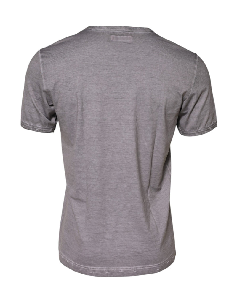 Gray Graphic Print Cotton Crew Neck T-shirt Dolce & Gabbana