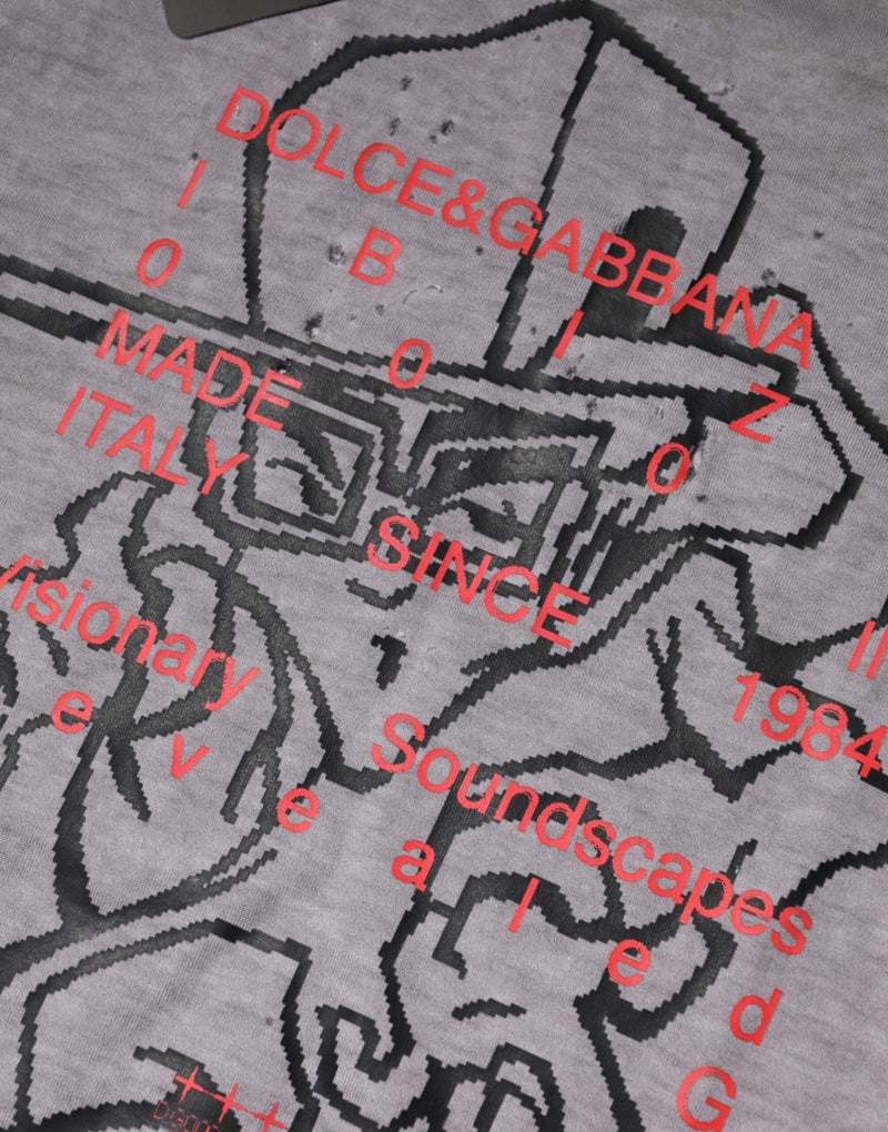 Gray Graphic Print Cotton Crew Neck T-shirt Dolce & Gabbana