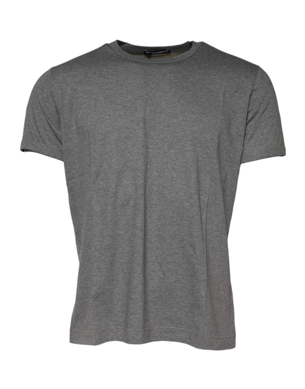 Gray Cotton Crew Neck Short Sleeves T-shirt Dolce & Gabbana