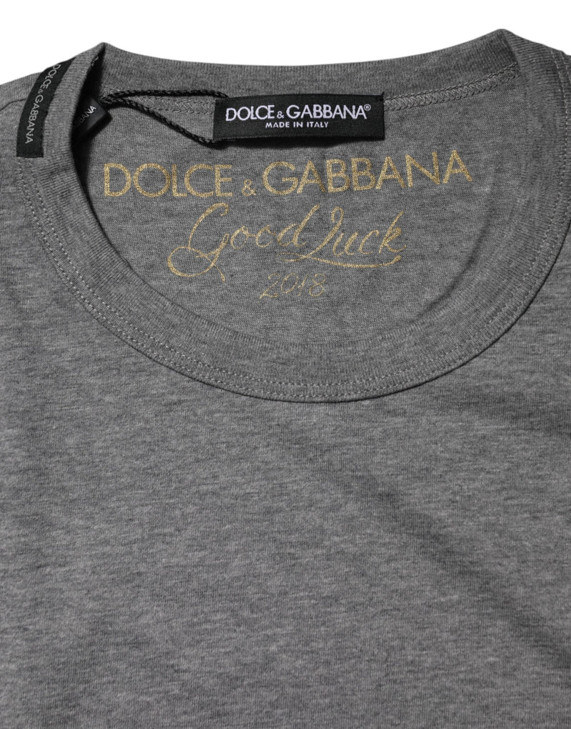 Gray Cotton Crew Neck Short Sleeves T-shirt Dolce & Gabbana