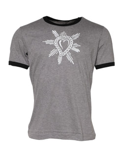Gray Sacred Heart Cotton Crew Neck T-shirt Dolce & Gabbana