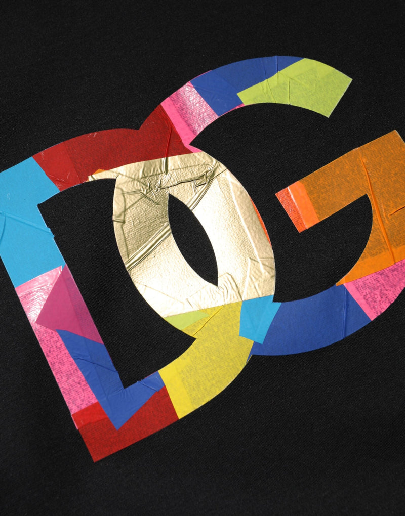 Black DG Logo Print Cotton Crew Neck T-shirt Dolce & Gabbana