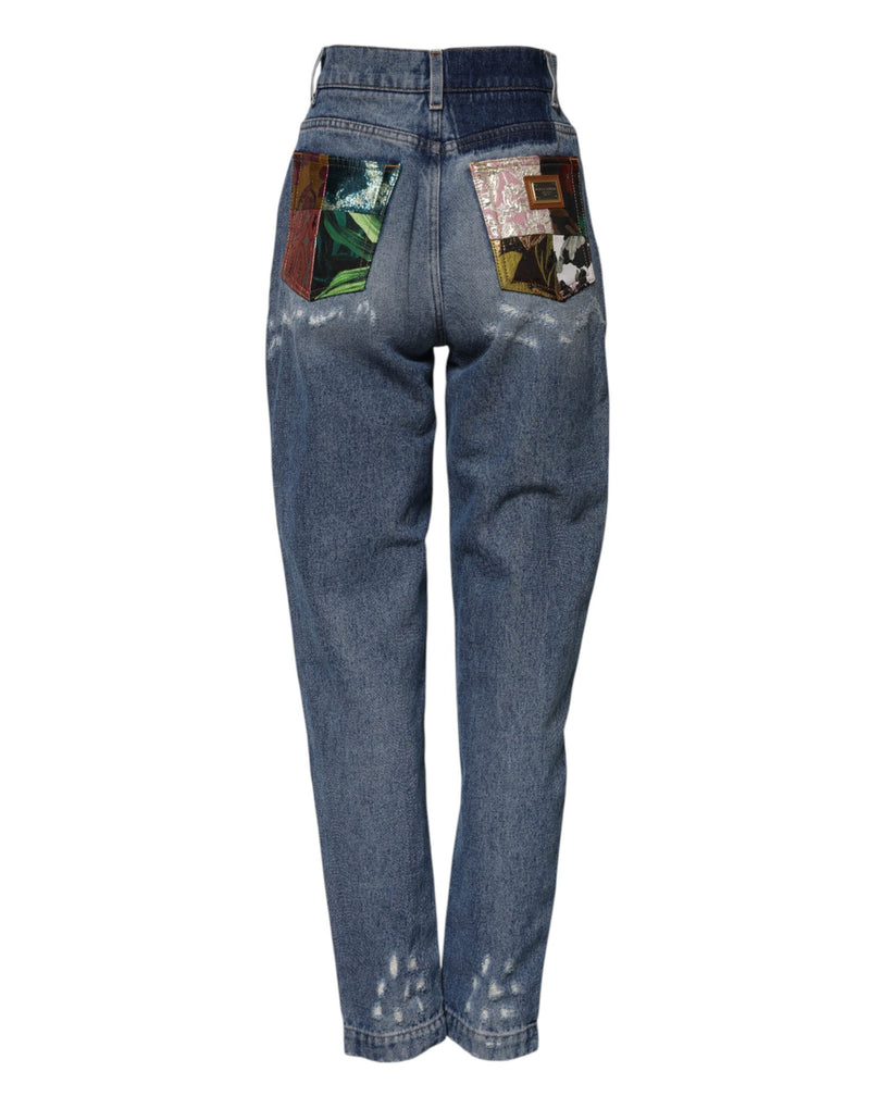 Blue AMBER Tattered High Waist Denim Jeans Dolce & Gabbana