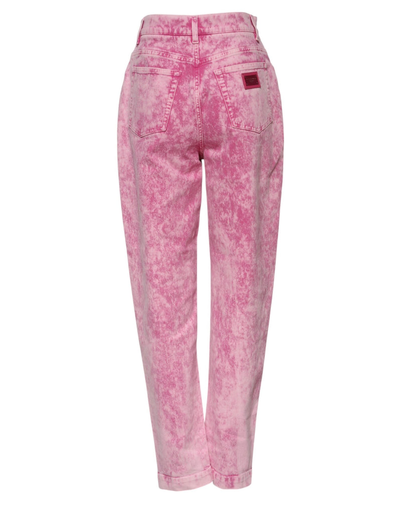 Pink Tie Dye High Waist Tapered Denim Jeans Dolce & Gabbana