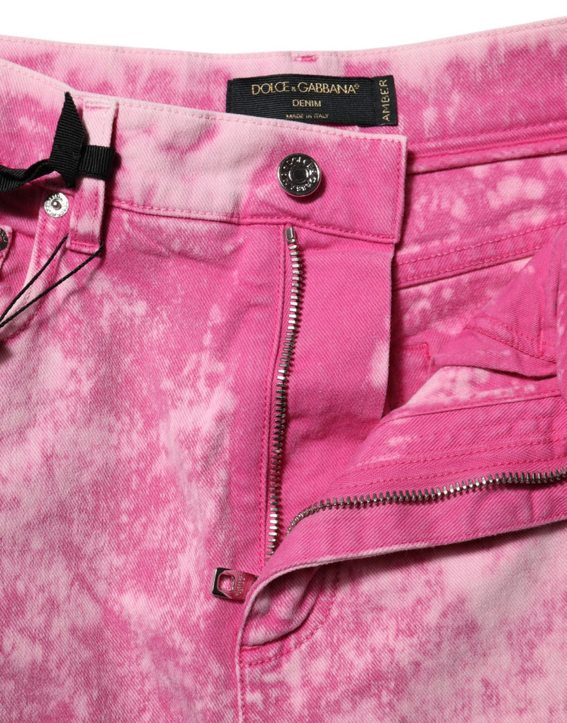 Pink Tie Dye High Waist Tapered Denim Jeans Dolce & Gabbana