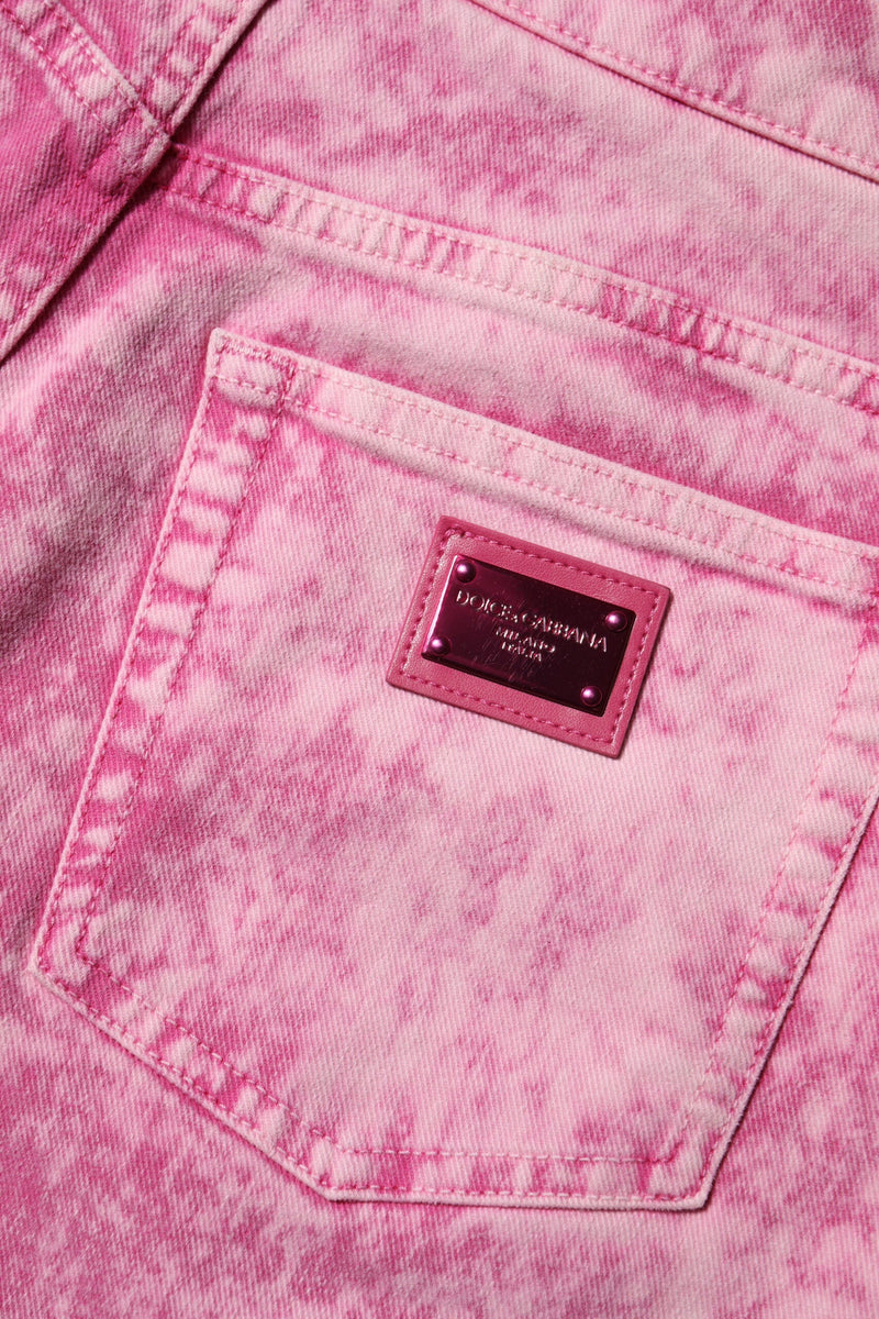 Pink Tie Dye High Waist Tapered Denim Jeans Dolce & Gabbana