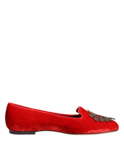 Red Velvet DG Heart Loafers Flats Shoes Dolce & Gabbana