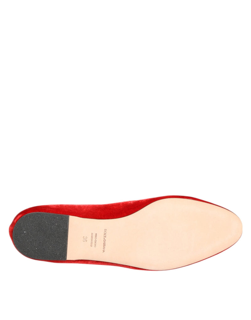 Red Velvet DG Heart Loafers Flats Shoes Dolce & Gabbana