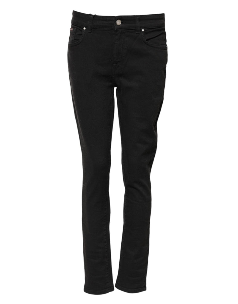 Black Cotton Skinny Mid Waist Denim Jeans Dolce & Gabbana