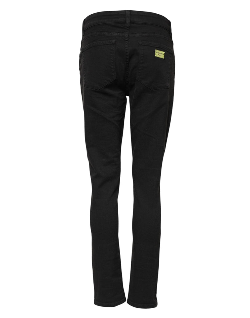 Black Cotton Skinny Mid Waist Denim Jeans Dolce & Gabbana