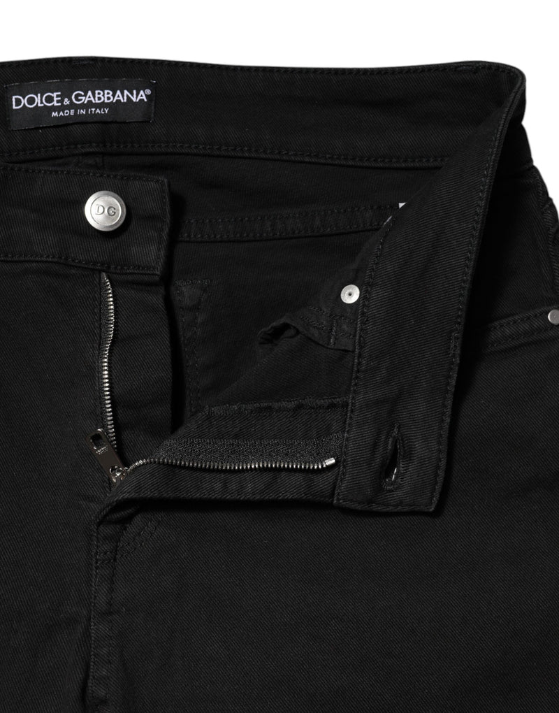 Black Cotton Skinny Mid Waist Denim Jeans Dolce & Gabbana