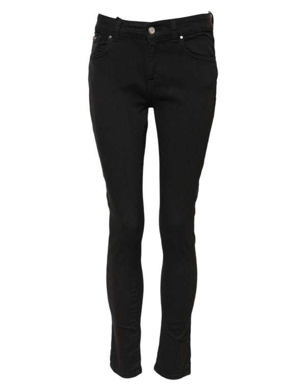 Black Cotton Skinny Mid Waist Denim Jeans Dolce & Gabbana
