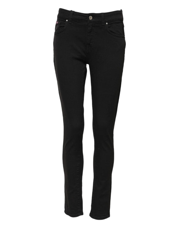 Black Cotton Skinny Mid Waist Denim Jeans Dolce & Gabbana
