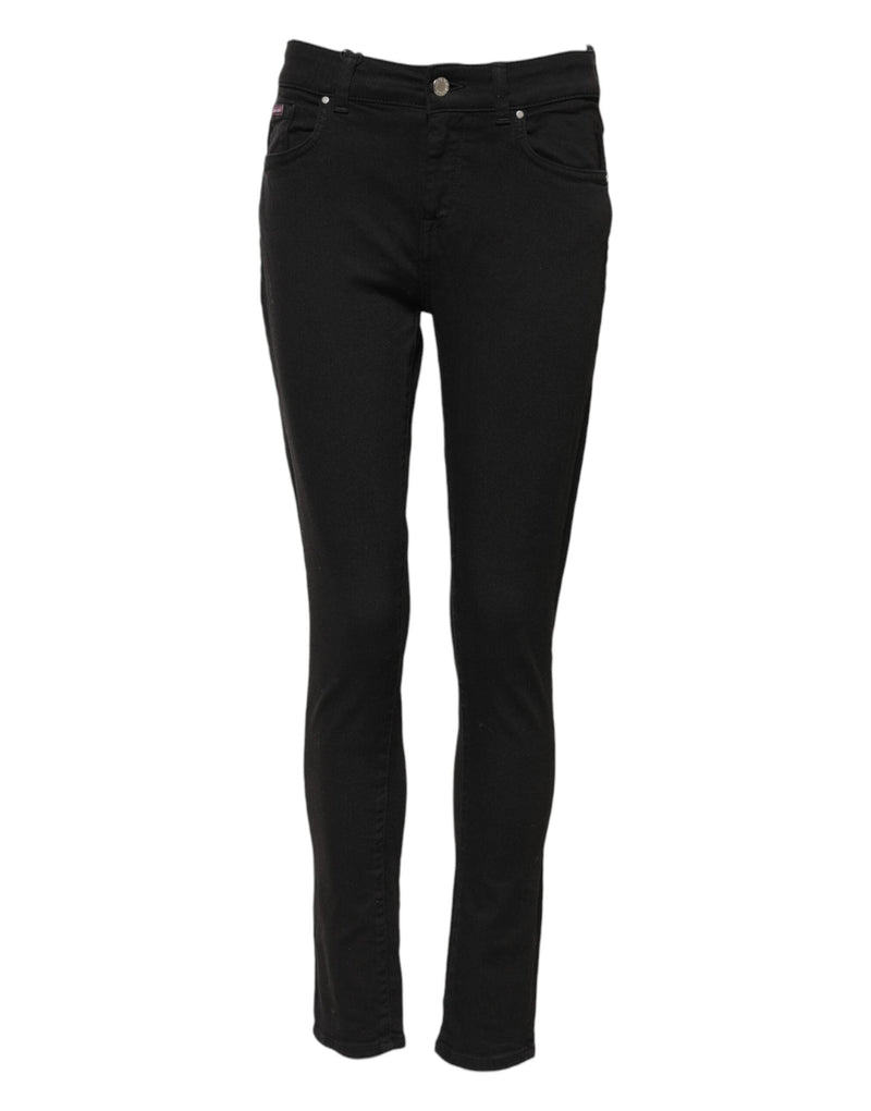 Black Cotton Skinny Mid Waist Denim Jeans Dolce & Gabbana