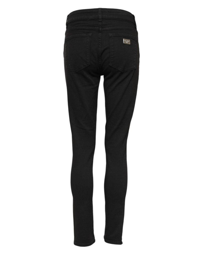 Black Cotton Skinny Mid Waist Denim Jeans Dolce & Gabbana