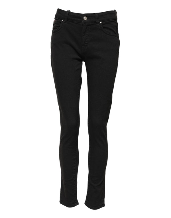 Black Cotton Skinny Mid Waist Denim Jeans Dolce & Gabbana