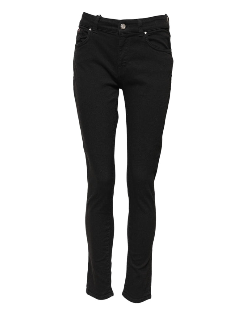Black Cotton Skinny Mid Waist Denim Jeans Dolce & Gabbana
