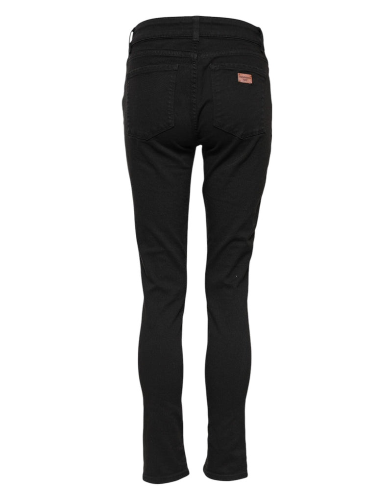Black Cotton Skinny Mid Waist Denim Jeans Dolce & Gabbana