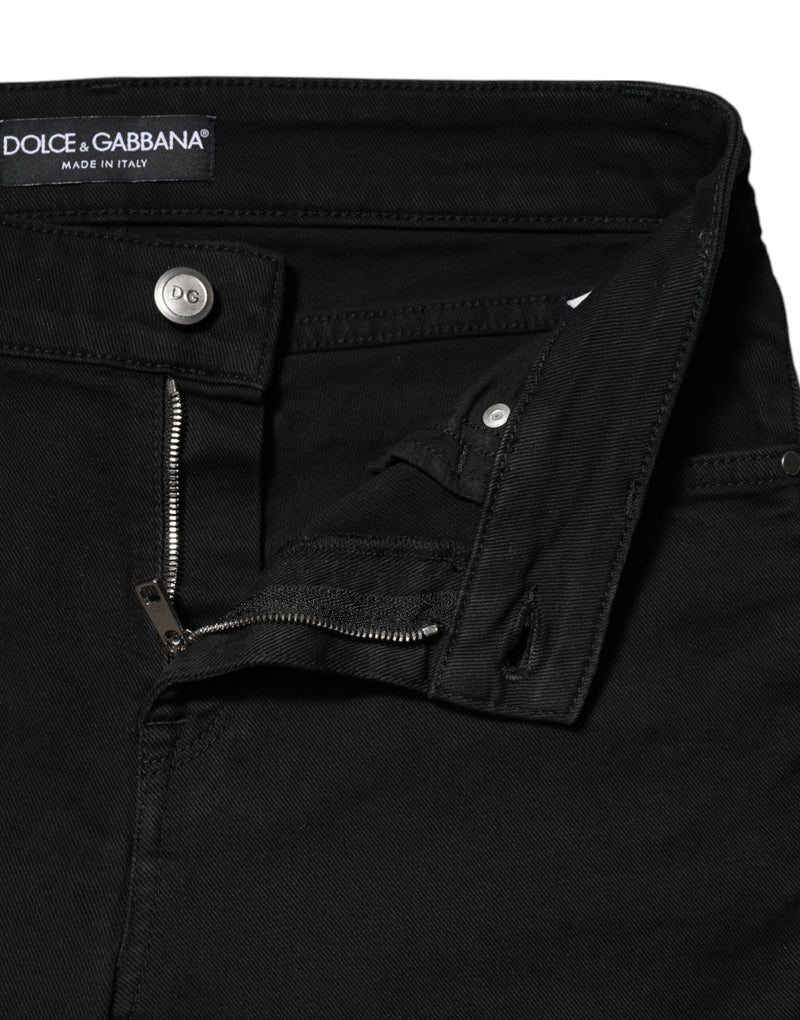 Black Cotton Skinny Mid Waist Denim Jeans Dolce & Gabbana
