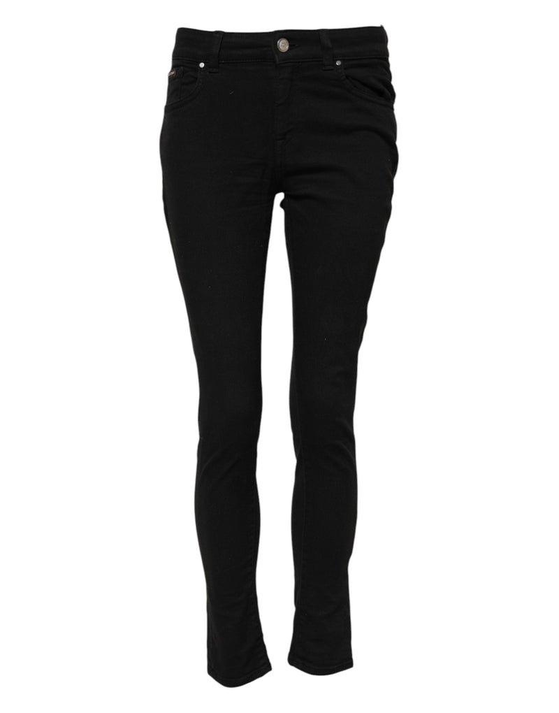 Black Cotton Skinny Mid Waist Denim Jeans Dolce & Gabbana