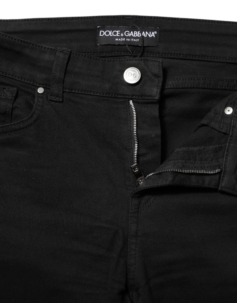 Black Cotton Skinny Mid Waist Denim Jeans Dolce & Gabbana