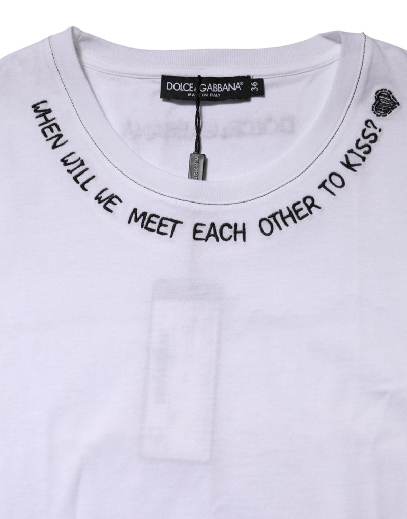 White Cotton Sleeveless Printed Tank T-shirt Dolce & Gabbana