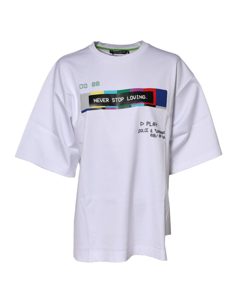 White Cotton Printed Short Sleeves T-shirt Dolce & Gabbana