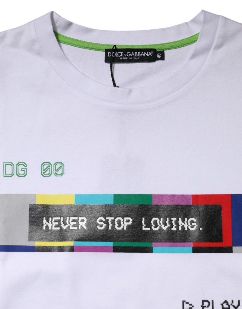White Cotton Printed Short Sleeves T-shirt Dolce & Gabbana