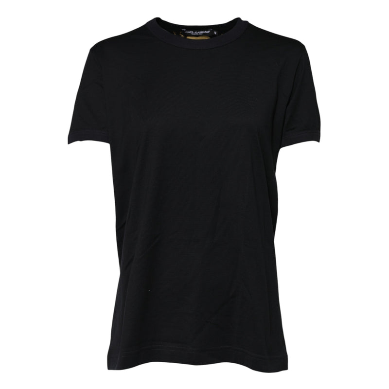 Black Cotton DG Print Short Sleeve Top T-shirt Dolce & Gabbana