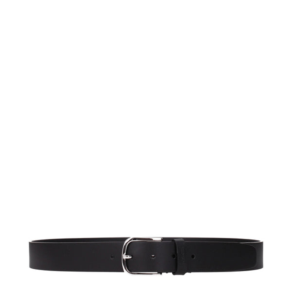 Black Leather Regular Belts Testoni