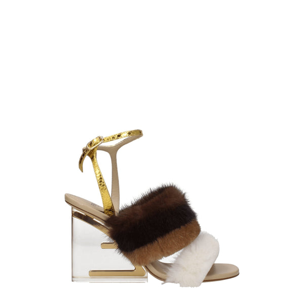 Brown Mink Strap-Ons Sandals Fendi