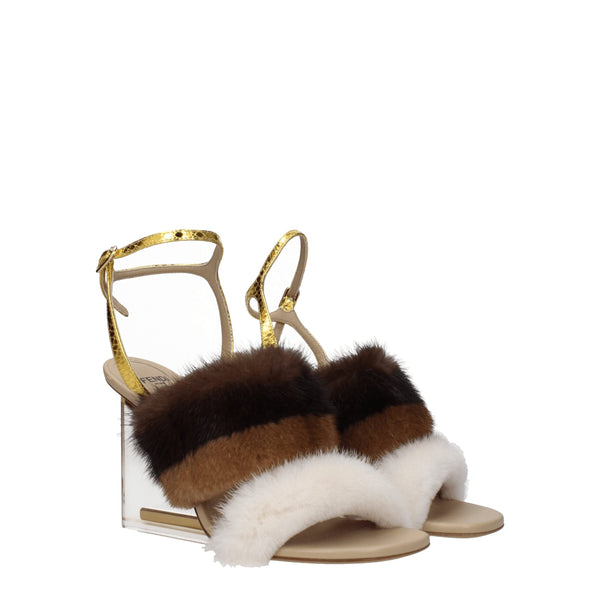 Brown Mink Strap-Ons Sandals Fendi