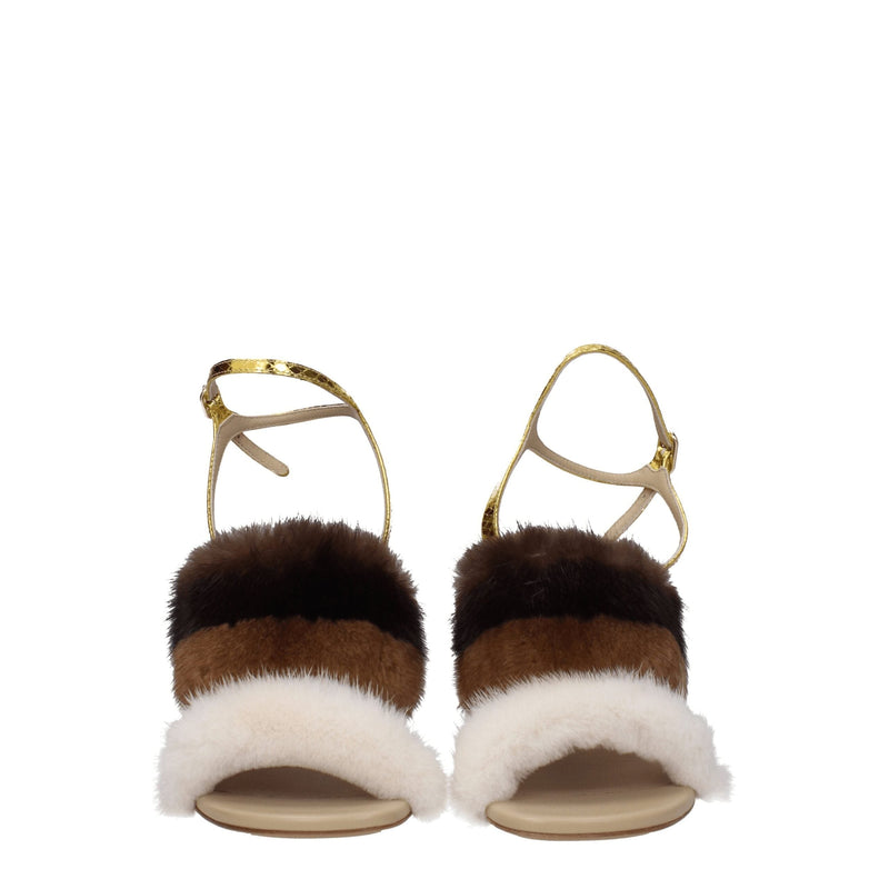 Brown Mink Strap-Ons Sandals Fendi