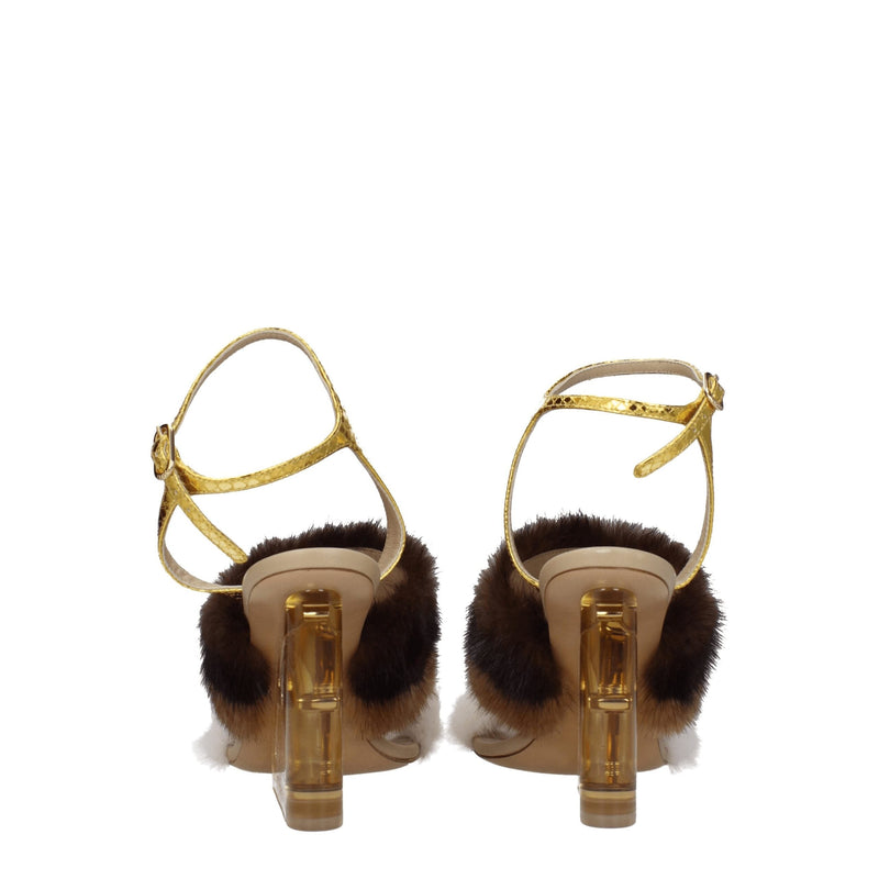Brown Mink Strap-Ons Sandals Fendi