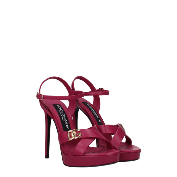 Pink Leather Platforms Dolce & Gabbana
